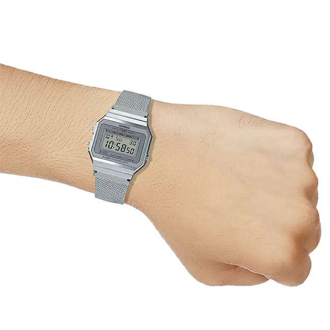 Retro Stainless Steel Mesh Digital Wrist Watch, A700WM-7ADF
