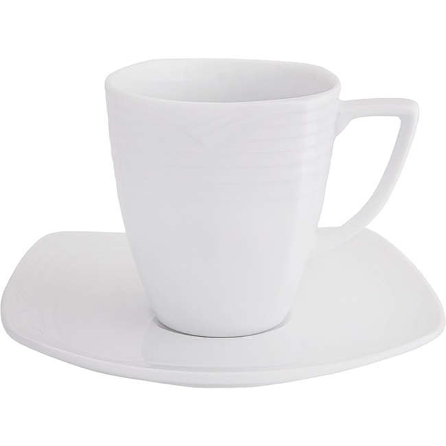 Arctic White Square Tall Cup & Saucer, 220ml