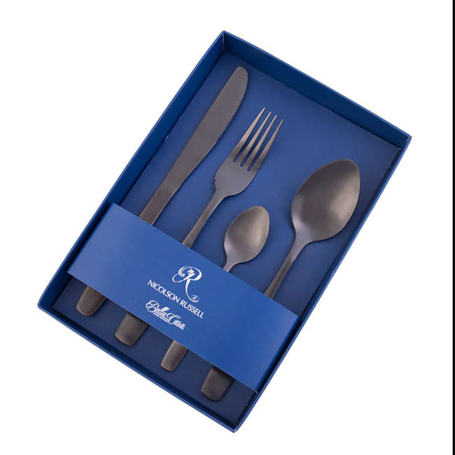 Bella Casa Matte Black Cutlery Set, 4pc