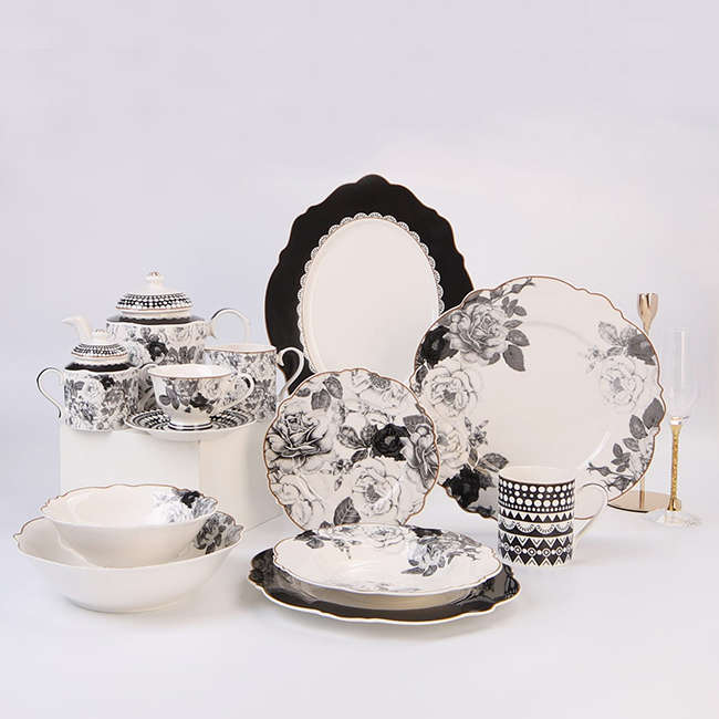 Black Rose Side Plates, Set Of 4