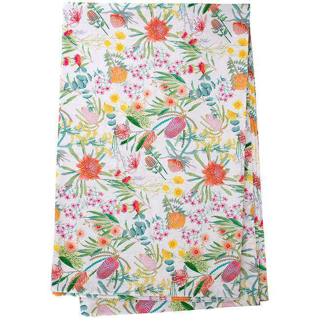 Royal Botanic Gardens Native Blooms Cotton Rectangular Tablecloth, 270x150cm