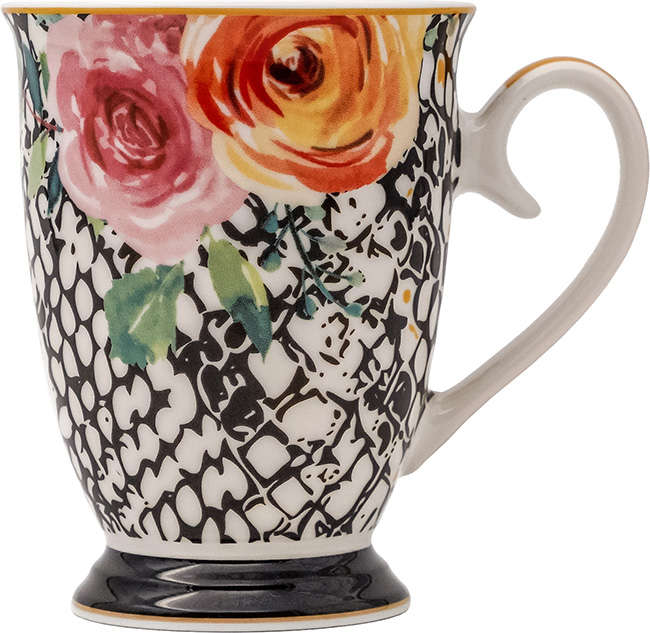 Peach Rose & Lace Footed Mug