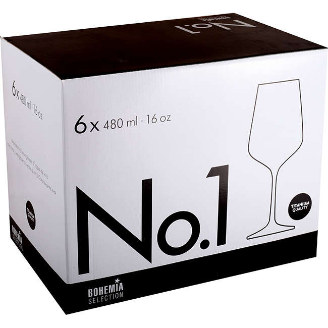 No.1 480ml Wine Glasses, Set Of 6