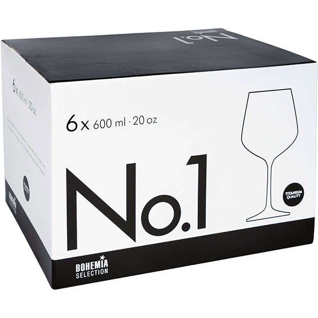 No.1 600ml Wine Glasses, Set Of 6