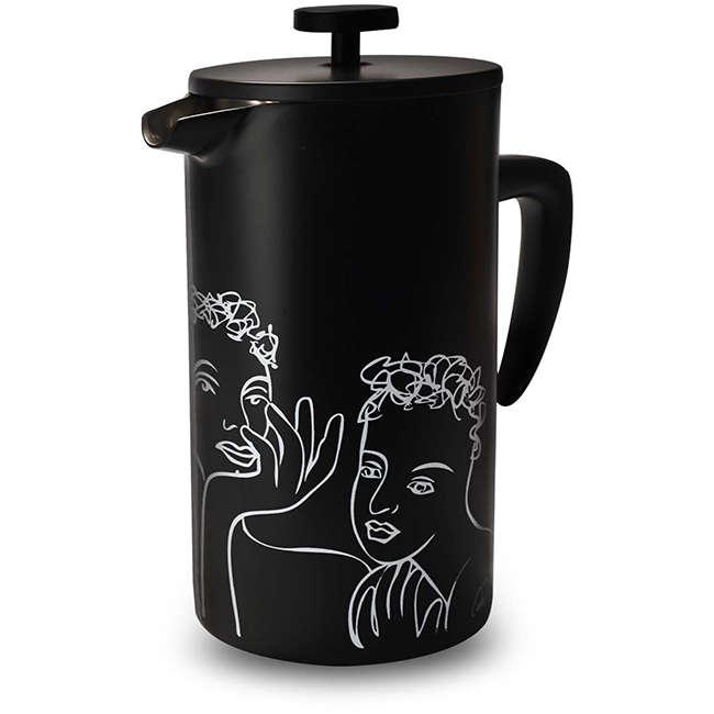 White On Black Sketchbook Coffee Plunger, Conversation