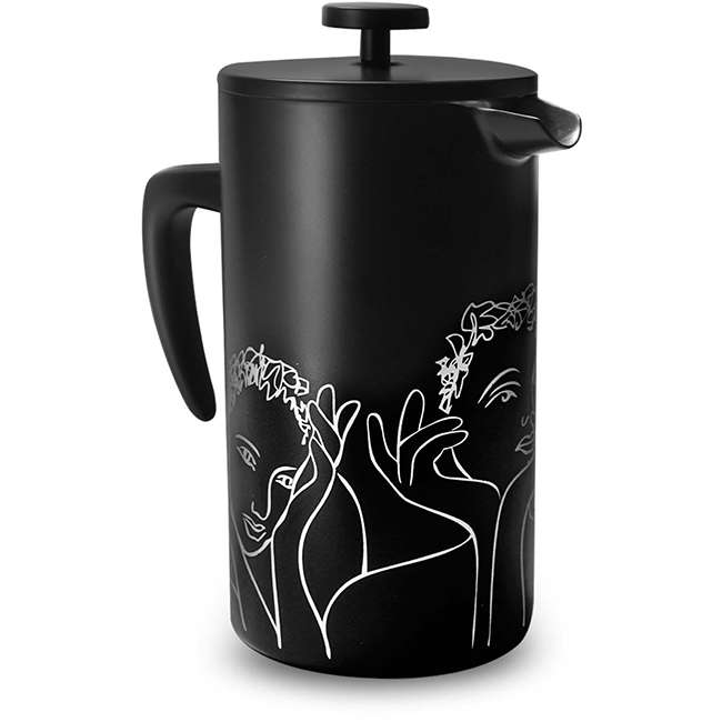 White On Black Sketchbook Coffee Plunger, Conversation