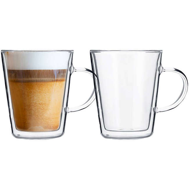 Double Walled Cappuccino Mugs, Set Of 2