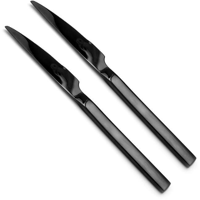 Shiny Black Table Knife, Set Of 2