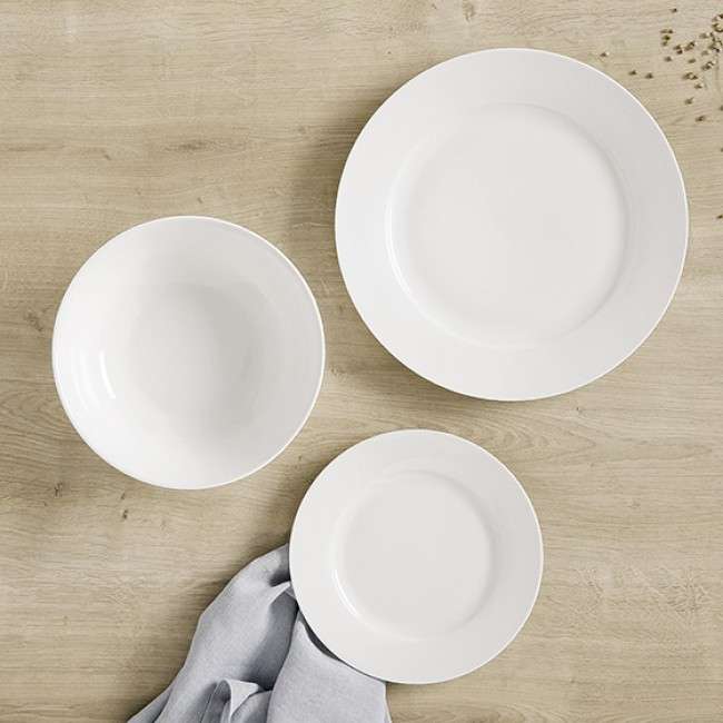 White Basics Rim Dinner Set, European, 18pc