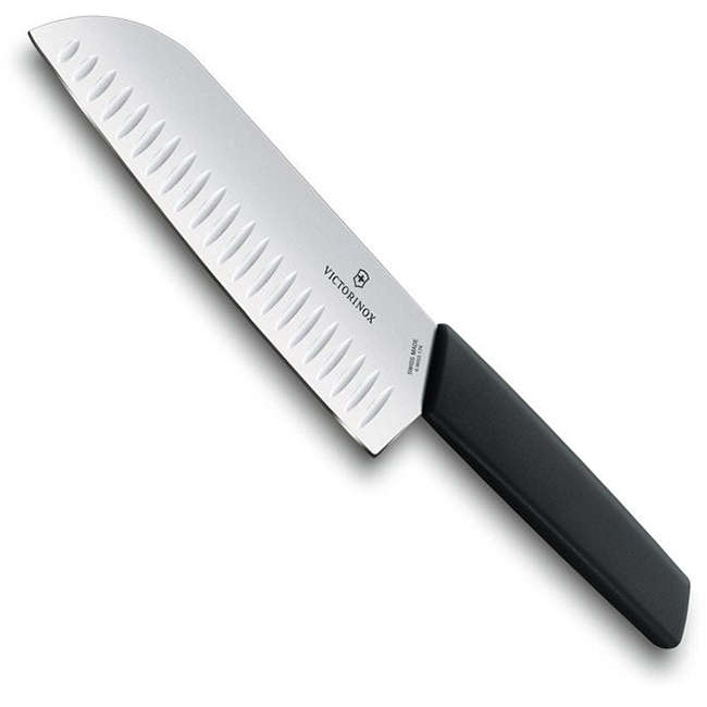 Swiss Modern Fluted Santoku Knife, 17cm