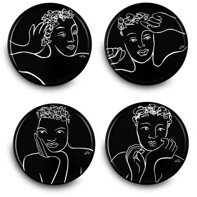 Black Sketchbook Side Plates, Set Of 4