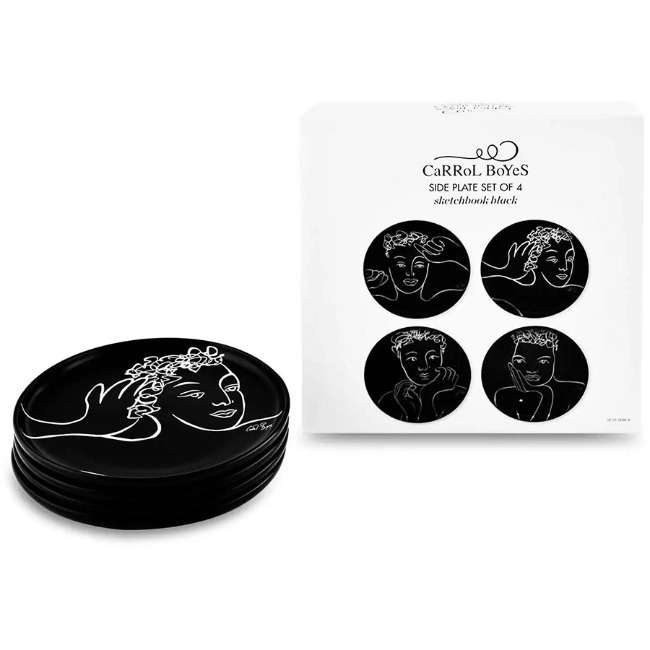 Black Sketchbook Side Plates, Set Of 4