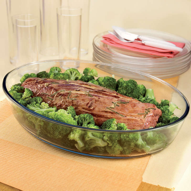 Glass Oval Roasting Dish, 2.4L