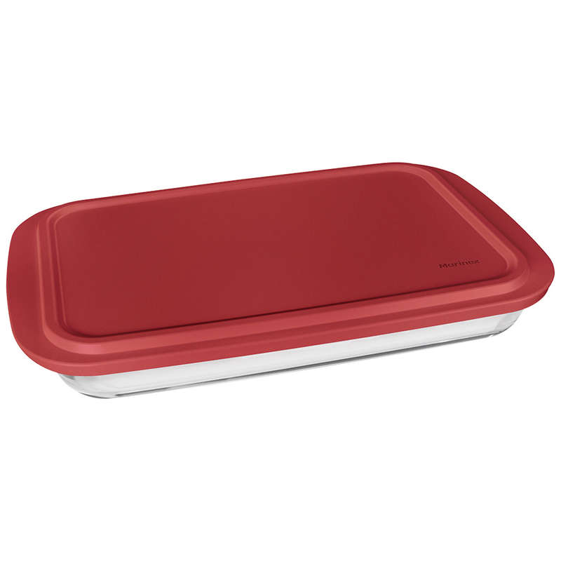 Glass Rectangular Roaster & Plastic Lid, 39cm