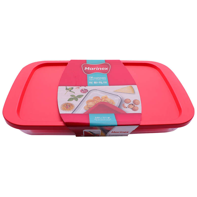 Glass Rectangular Roaster & Plastic Lid, 39cm