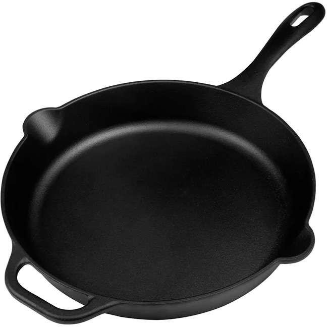Seasoned Cast Iron Skillet With Helper Handle