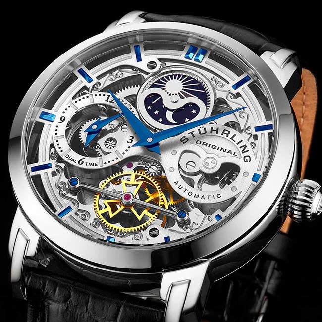 Original Anatol Automatic Dual Time Men's Skeleton Wrist Watch