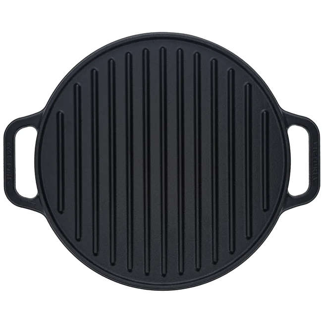 Seasoned Round Reversible Cast Iron Griddle, 32cm