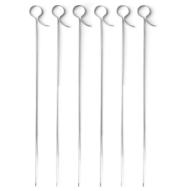Stainless Steel Long Flat Skewers, Set Of 6