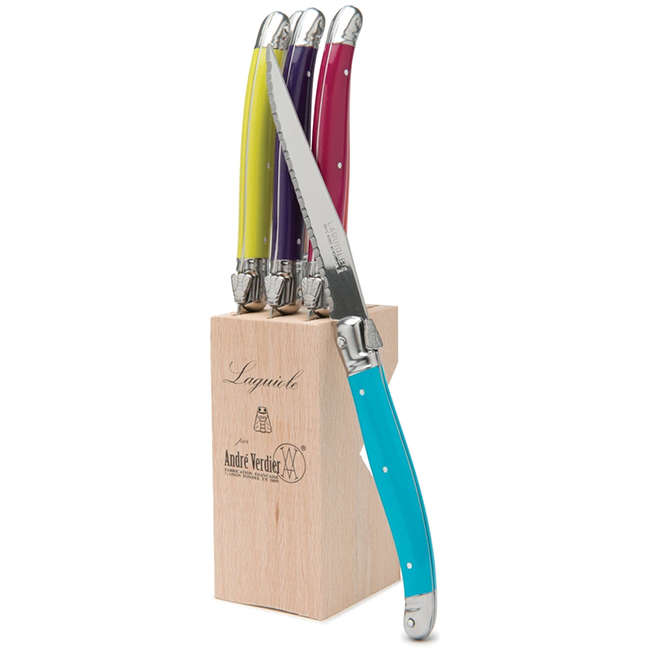 Steak Knife Set With Wooden Stand, 6pc