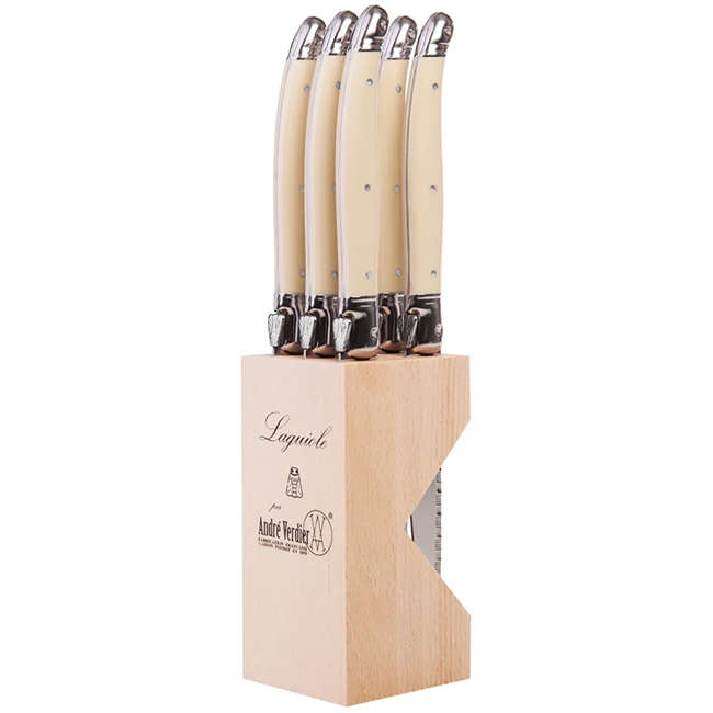 Steak Knife Set With Wooden Stand, 6pc