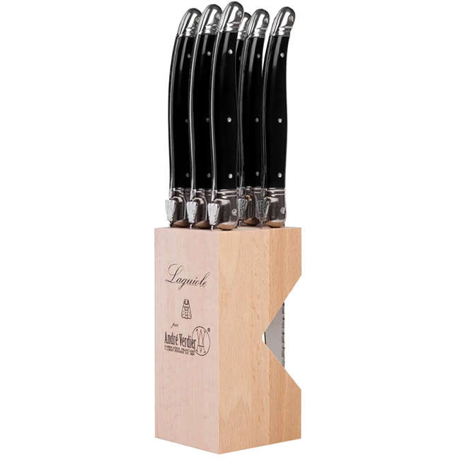 Steak Knife Set With Wooden Stand, 6pc