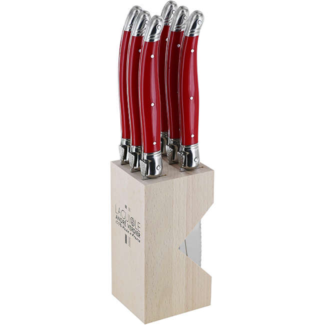 Steak Knife Set With Wooden Stand, 6pc