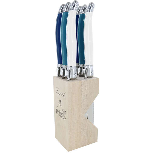 Steak Knife Set With Wooden Stand, 6pc