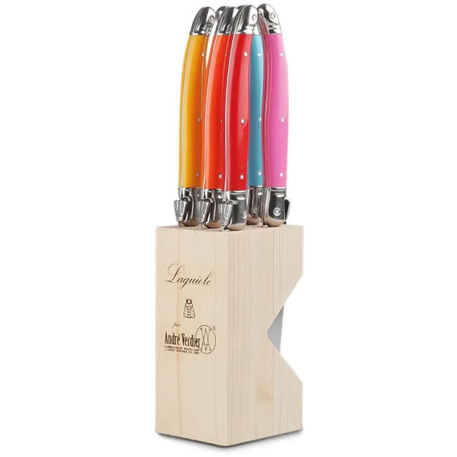 Steak Knife Set With Wooden Stand, 6pc
