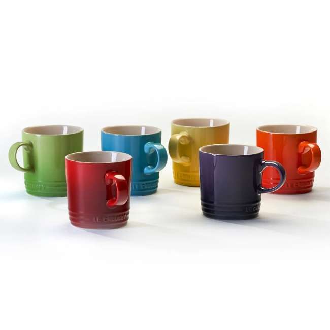 Rainbow Collection Cappuccino Mugs, Set Of 6