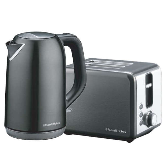 Dark Stainless Steel Kettle And Toaster Breakfast Pack