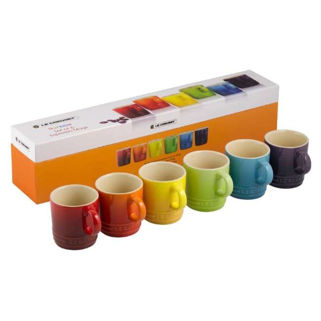 Rainbow Collection Cappuccino Mugs, Set Of 6