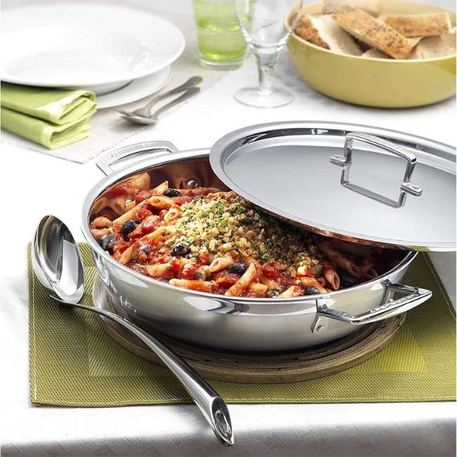 3 Ply Stainless Steel 30cm Shallow Casserole With Lid, 4.8L
