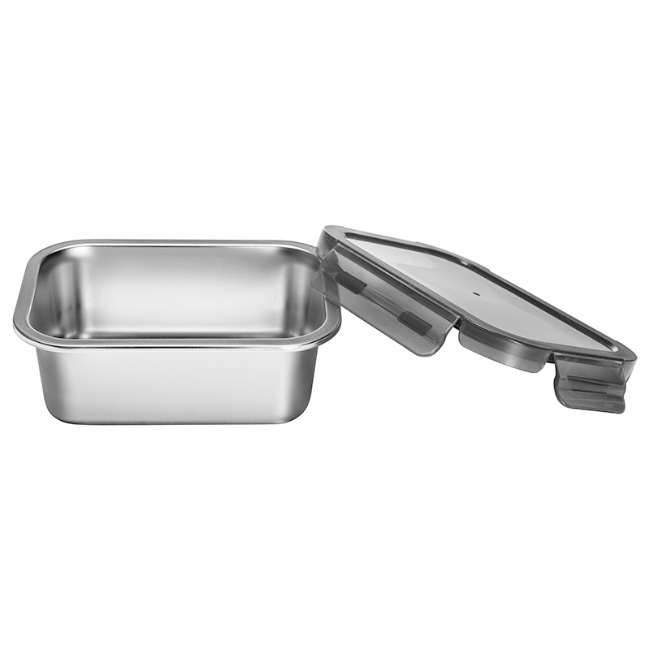Stainless Steel Rectangular Food Storage Container With Lid, 800ml