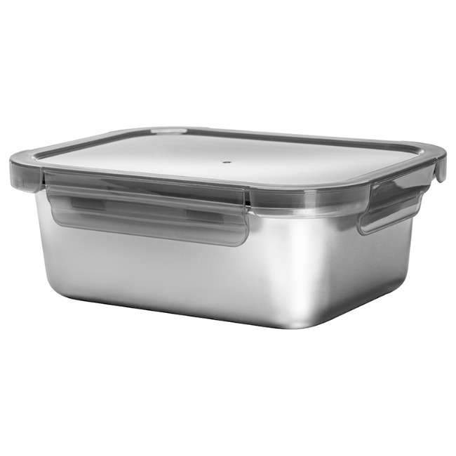 Stainless Steel Rectangular Food Storage Container With Lid, 1.2L
