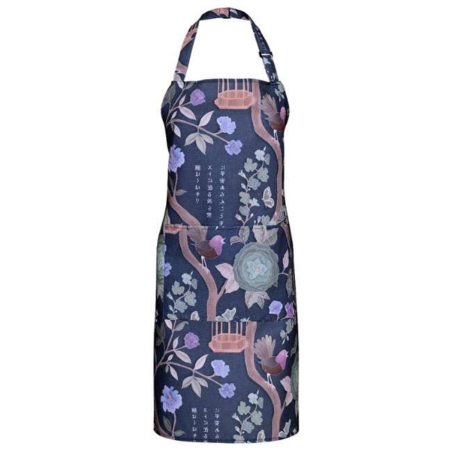 Robyn Valerie Japanese Garden Indigo Full Bib Apron