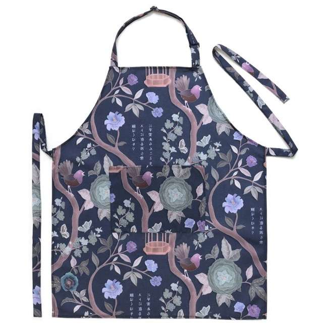 Robyn Valerie Japanese Garden Indigo Full Bib Apron