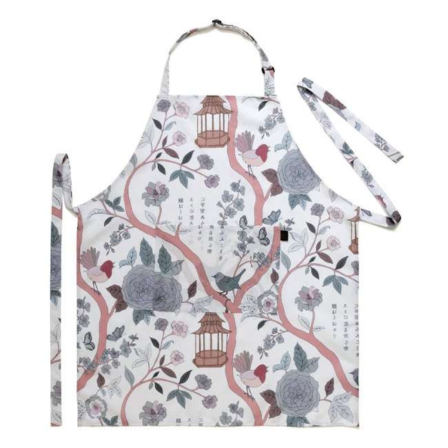 Robyn Valerie Japanese Garden White Full Bib Apron