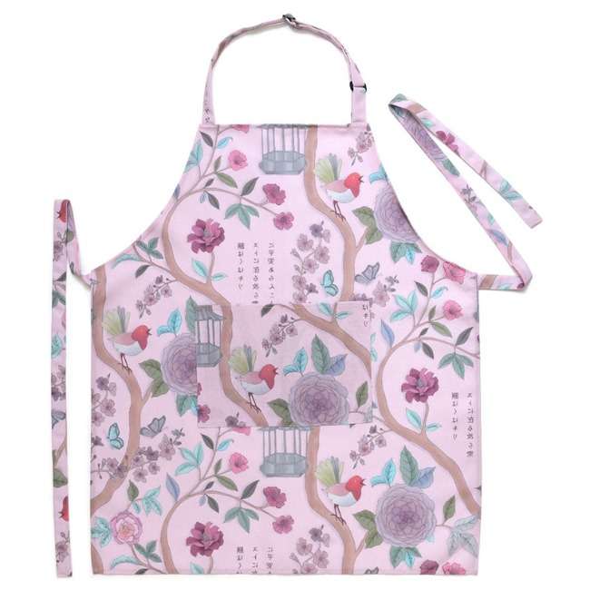 Robyn Valerie Japanese Garden Pink Full Bib Apron