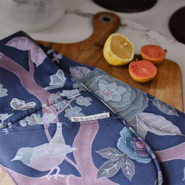 Robyn Valerie Japanese Garden Navy Double Oven Glove