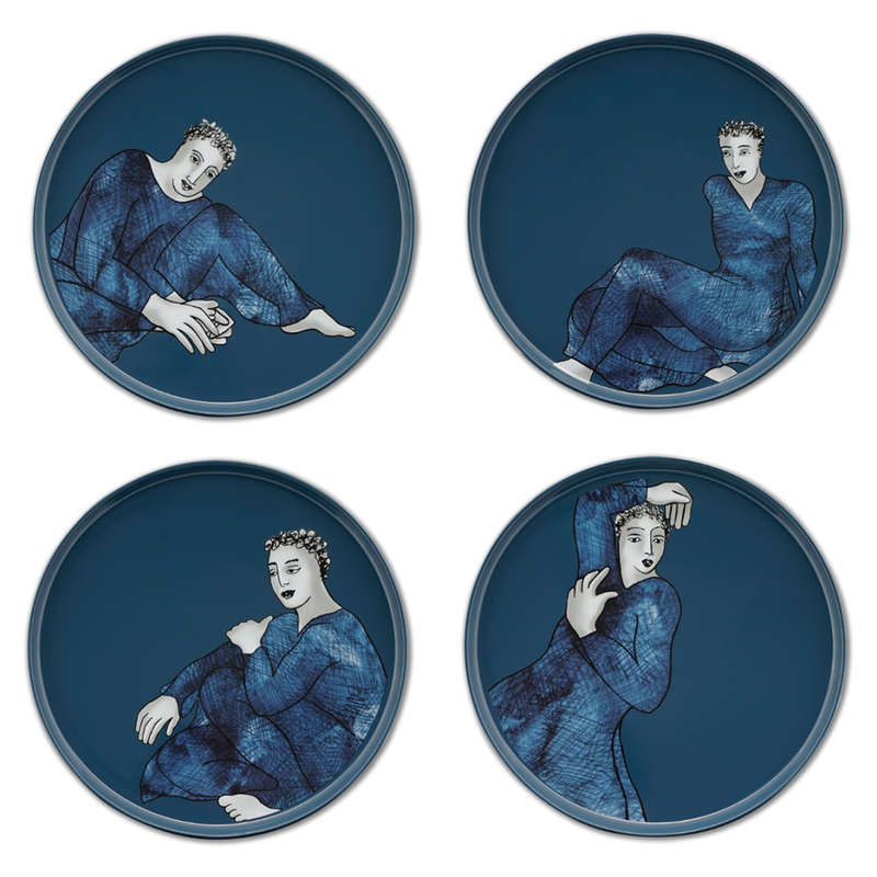 Indigo Blues Dinner Plates, Set Of 4