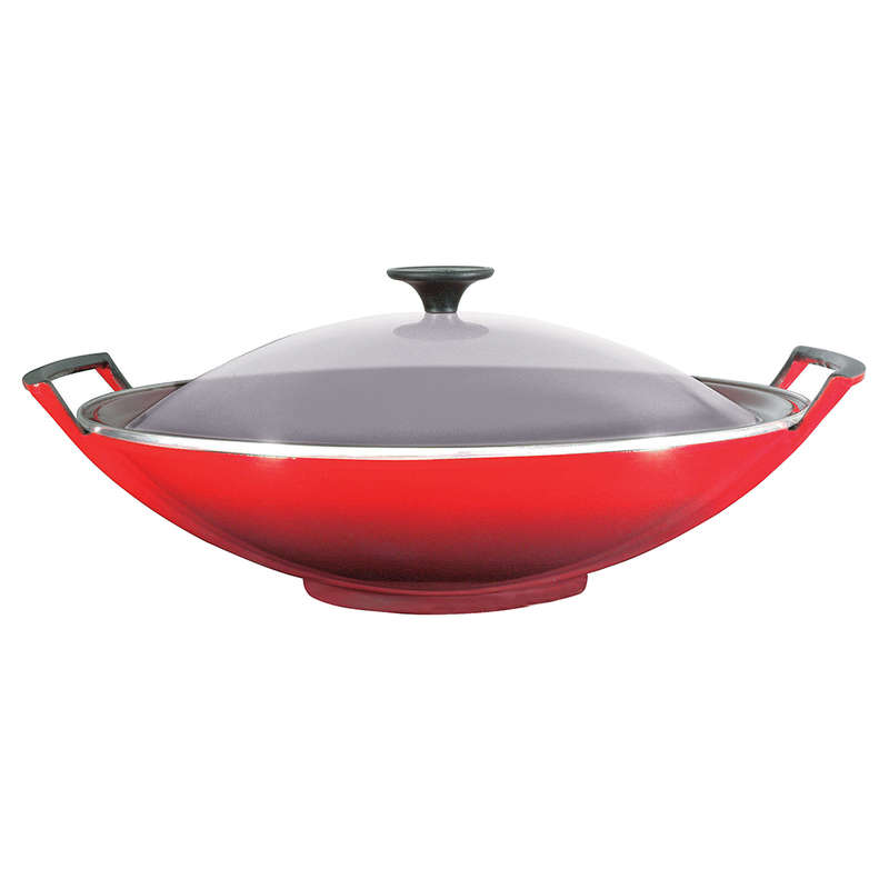 36cm Cast Iron Wok With Glass Lid, 36cm, 4.5L