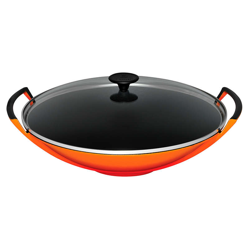 36cm Cast Iron Wok With Glass Lid, 36cm, 4.5L