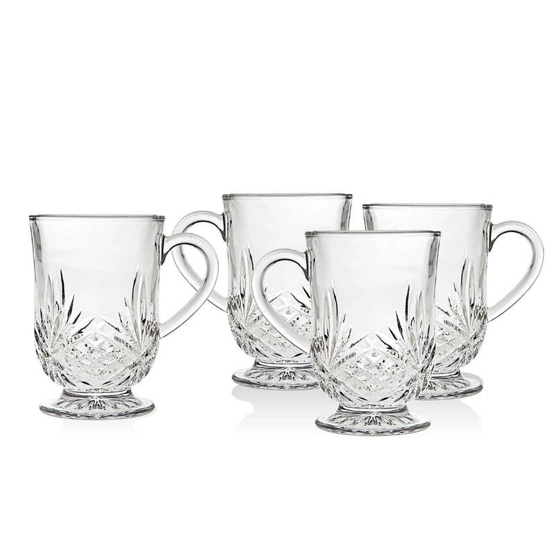 Footed Coffee Mugs, Set Of 4