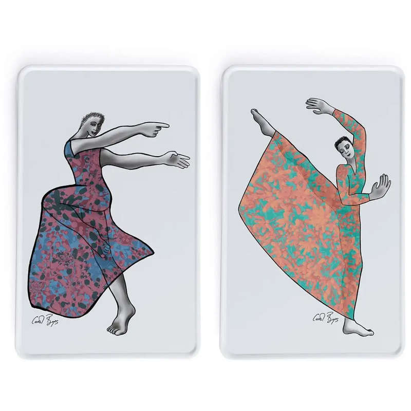 Set Of 2 Rectangular Platters, Dancing Girls