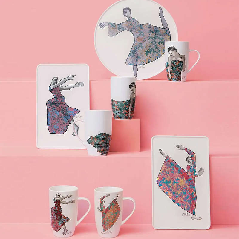 Set Of 2 Rectangular Platters, Dancing Girls