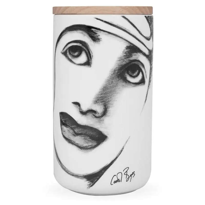 White Sketchbook Large Canister With Rubberwood Lid