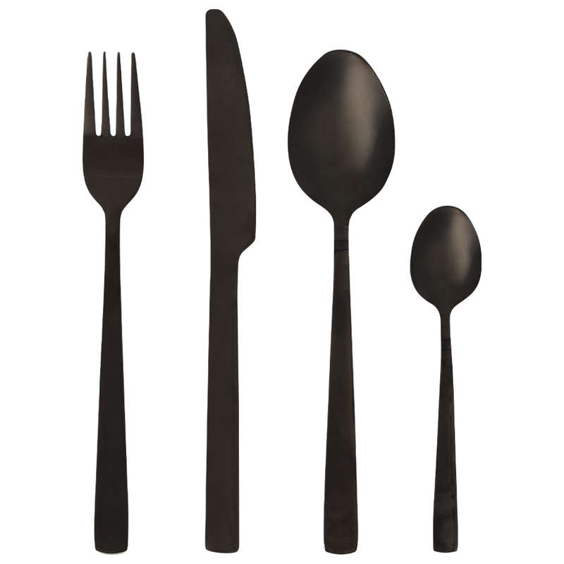 Premium Black Cutlery Set, 16pc