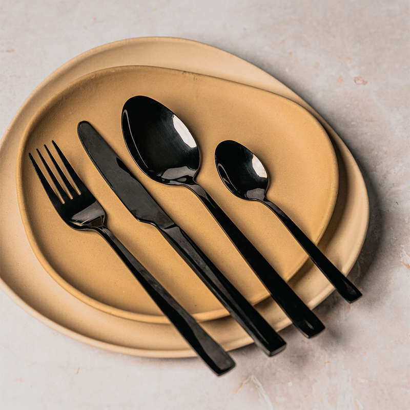 Premium Black Cutlery Set, 16pc