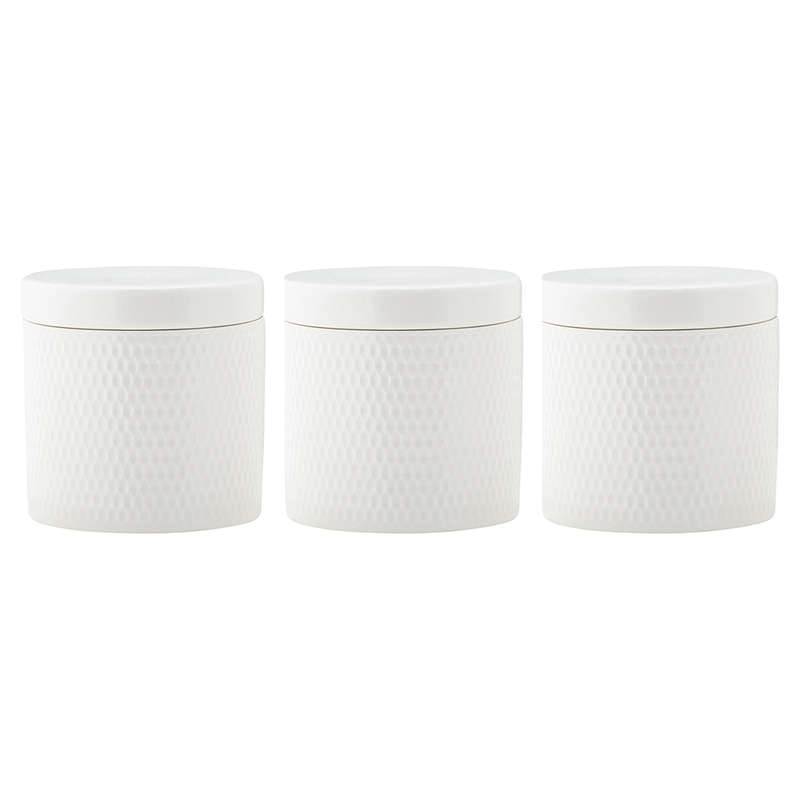 White Basics Diamonds Set Of 3 Canisters, 600ml